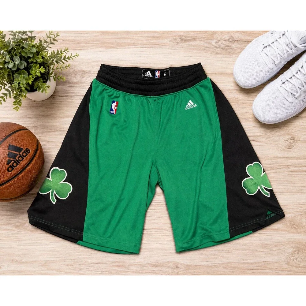 adidas Boston Celtics NBA Basketball Shorts Size S Green Black Shamrock 9809A